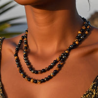 Collier "3 Protections" en Hématite, Obsidienne & Oeil de Tigre - Tatum Cristal