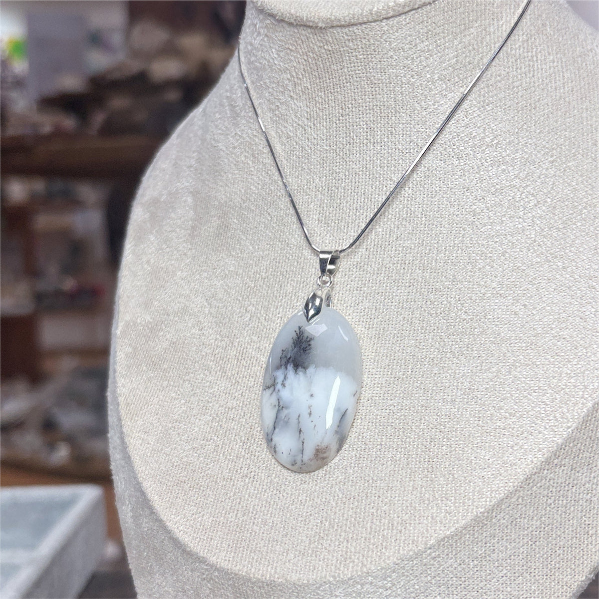 Pendentif Opale Merlinite - Agate Dendritique