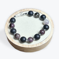 Bracelet Tourmaline Rose Et Pierre De Lave Avec Apprêts
