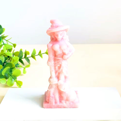 Sculpture Sorcière en Pierre Naturelle – 10 cm – Opale, Sodalite ou Obsidienne