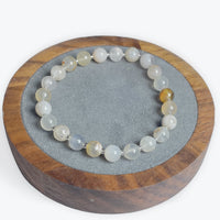 Bracelet Agate perles 6 mm avec décors argentée