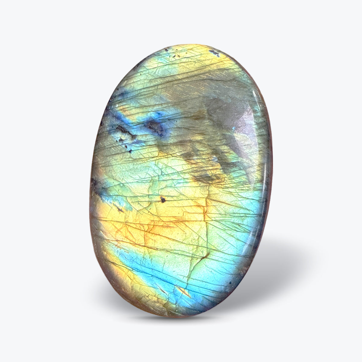 Galet Ovale Poli en Labradorite Naturelle Orange de Madagascar – 4 tailles, 6 à 11 cm