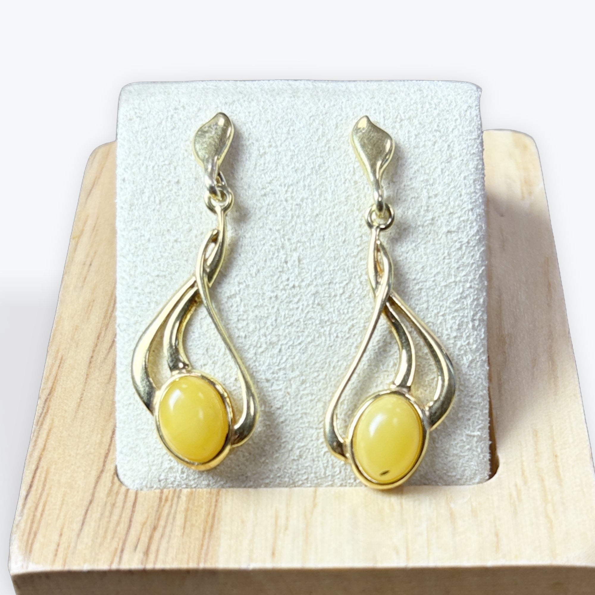 Boucle d'oreilles ambre jaune - Vermeil