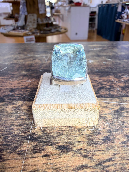 Grande bague Aigue-marine chevalière