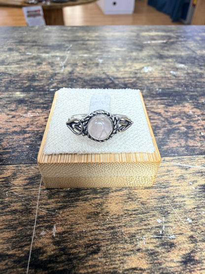Bague en Argent 925 avec un Quartz rose naturelle unique