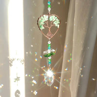 Attrape-soleil simple en Aventurine Verte, décoration suspendue Arbre de Vie avec pendentifs lustre prismatique