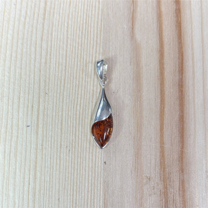 Pendentif Ambre marquise semi fermé - Argent 925