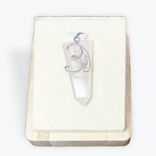 Pendentif Pointe Quartz Rose avec OHM