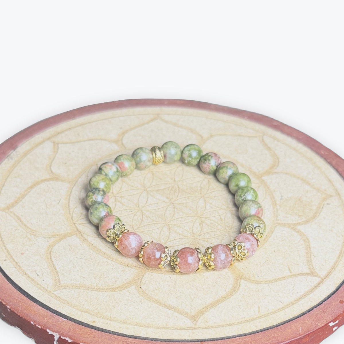 Bracelet Unakite & Pierre Du Soleil 8 mn