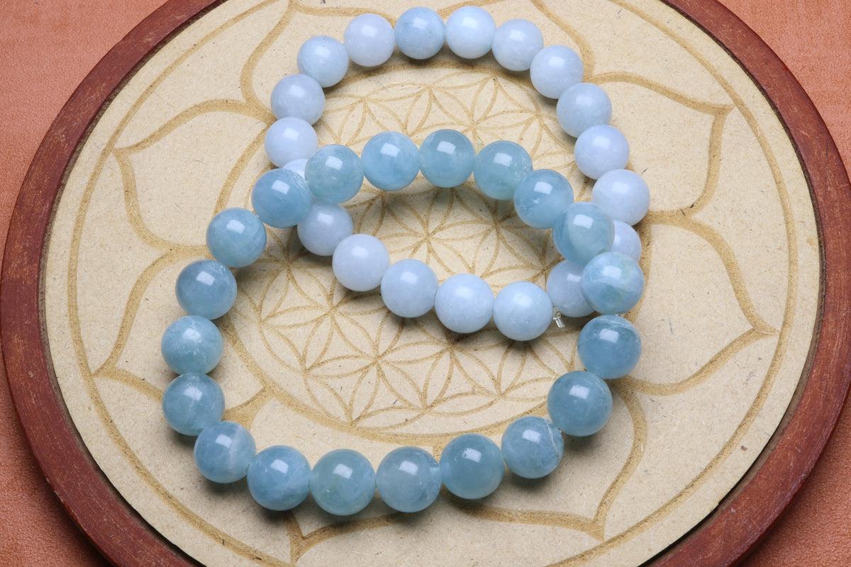 Bracelet Aigue marine 10 mm