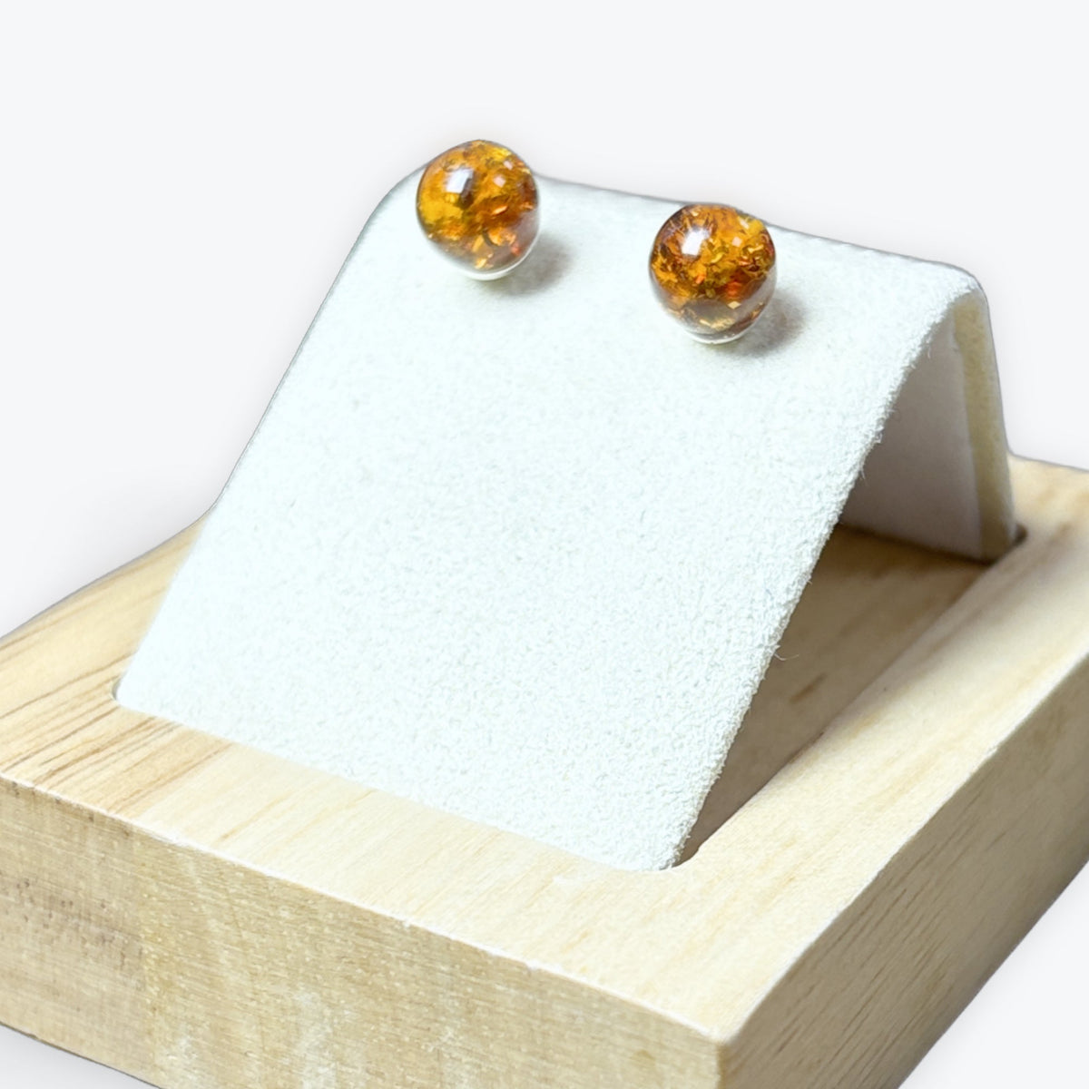 Boucle d'oreilles Ambre à puce - Argent 925