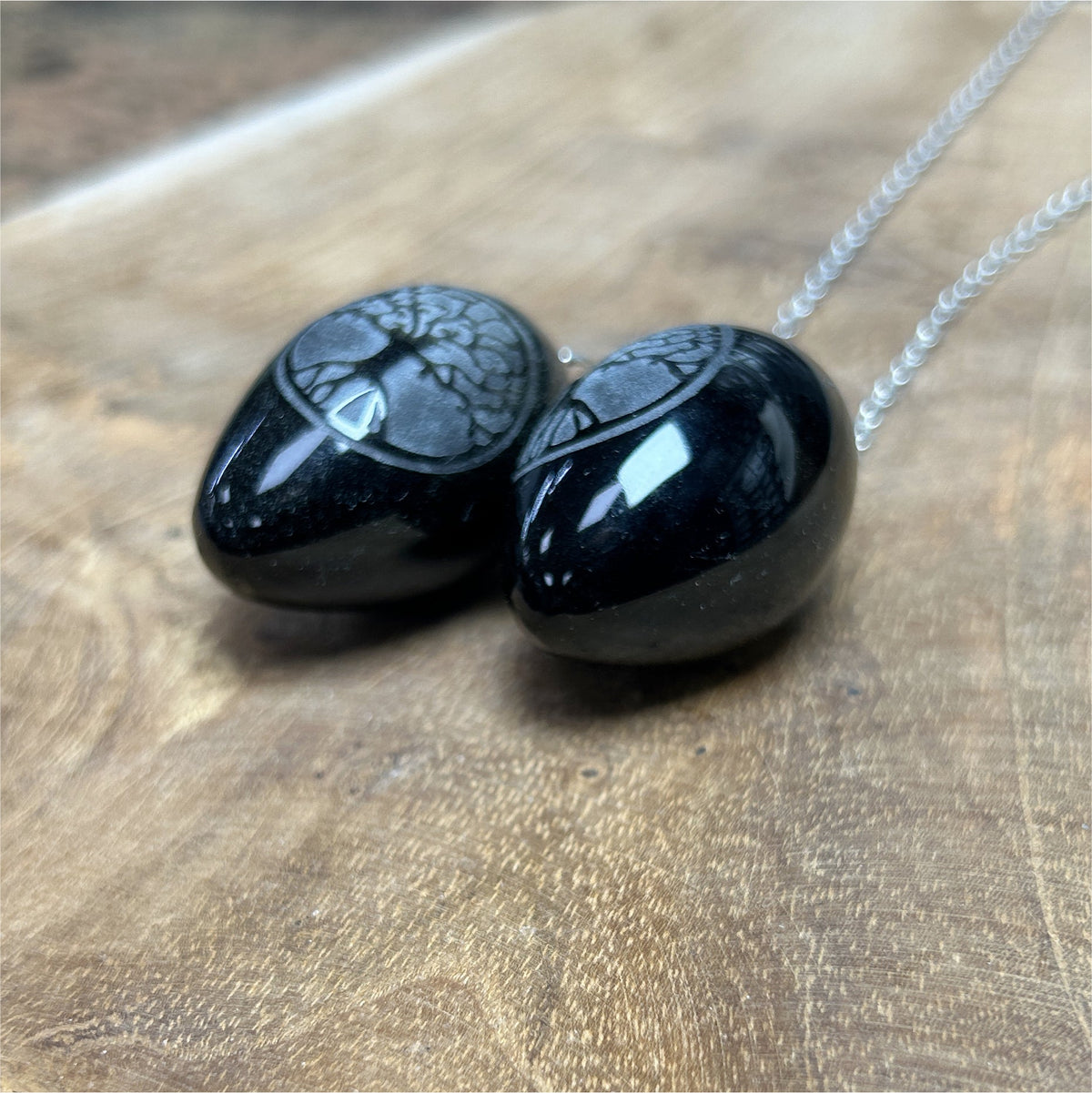 Pendule Obsidienne Dorée - Gravée Arbre de Vie