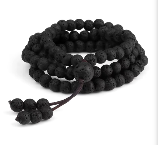 Bracelet Mala 108 Perles Pierre de Lave 6mm