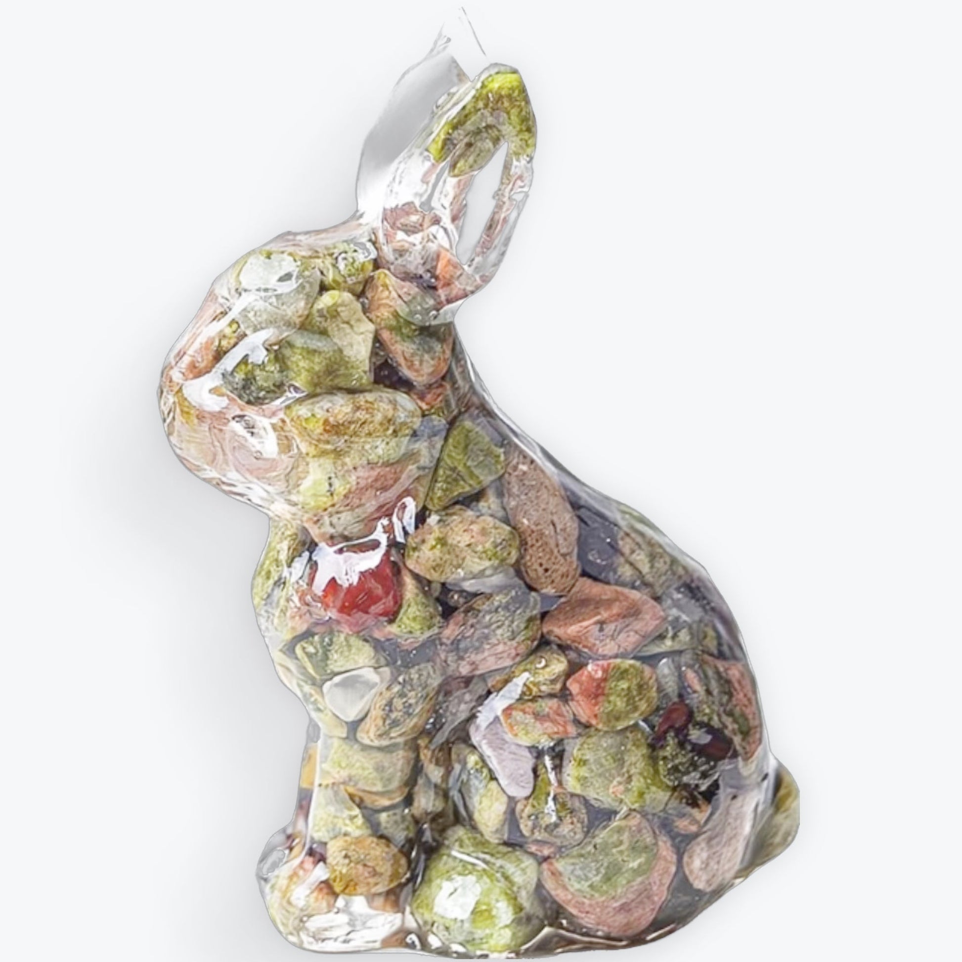 Figurine de lapin en résine Unakite