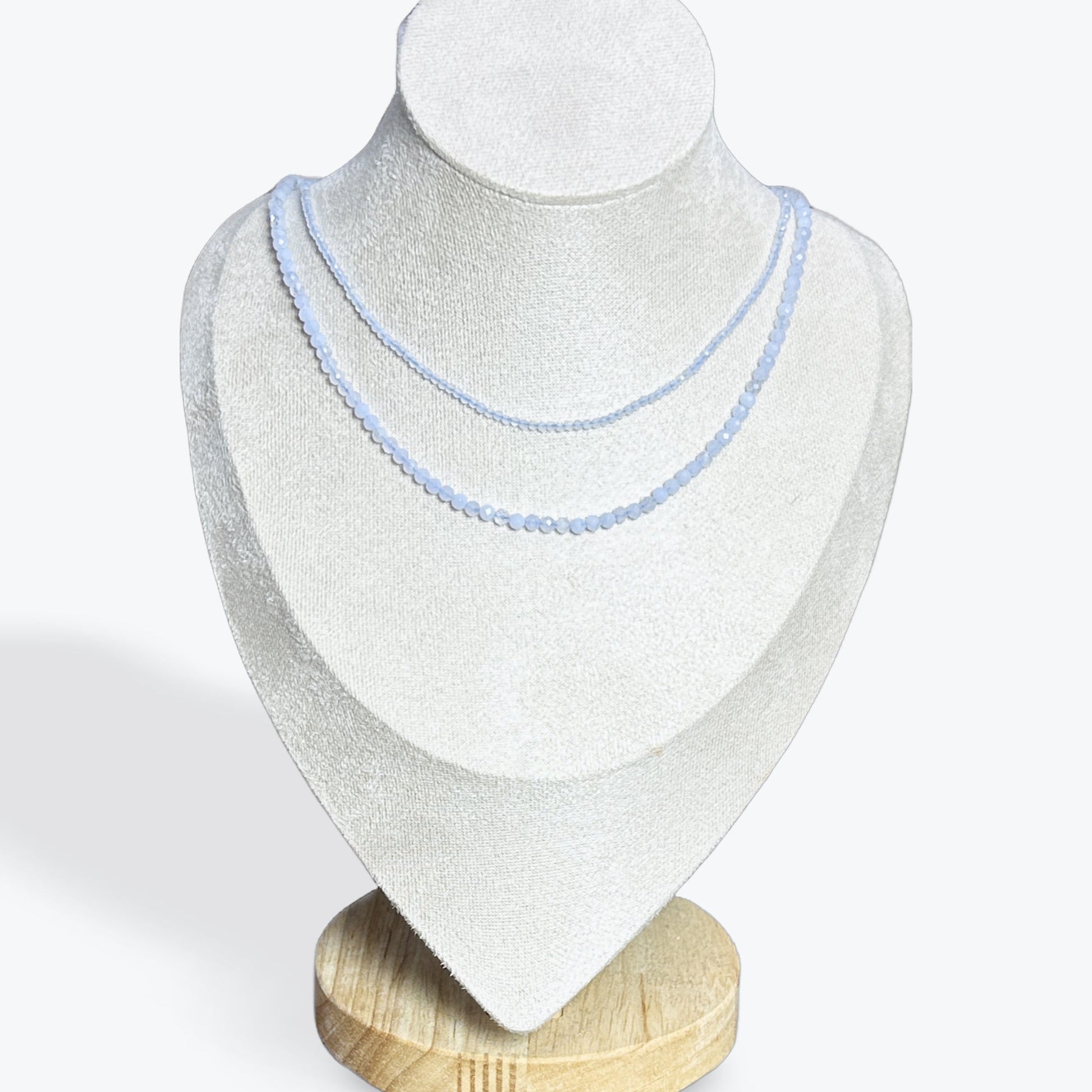 Collier Calcédoine Bleue Facetté - 4