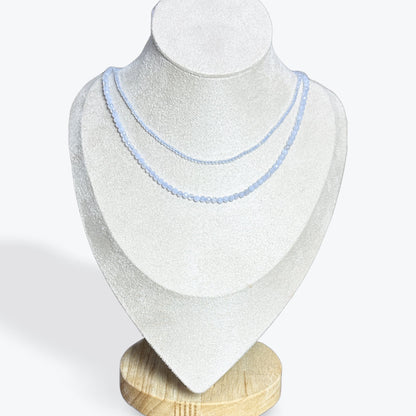Collier Calcédoine Bleue Facetté - 4