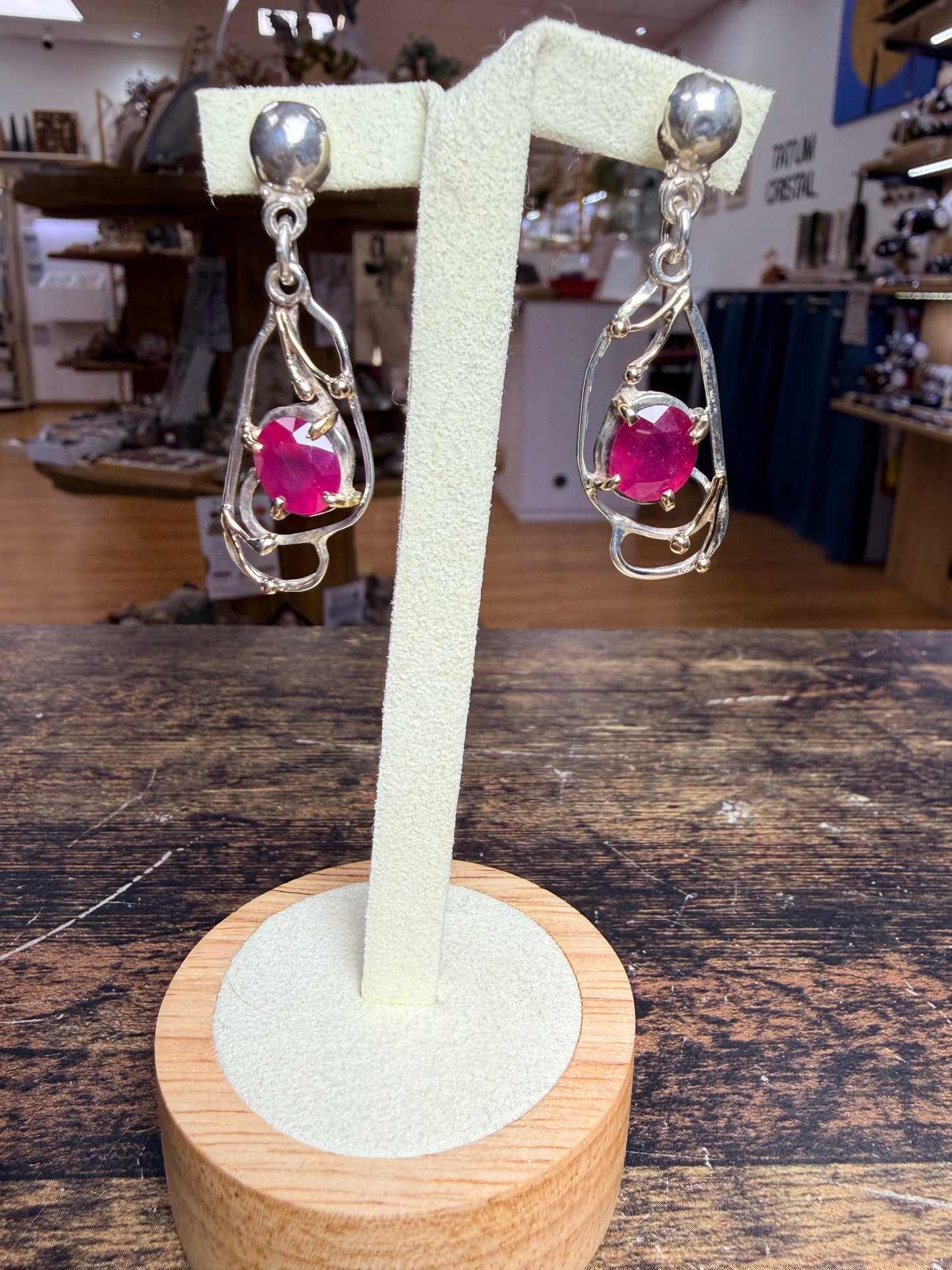 Boucle d'oreilles en Rubis glassfield en argent 925 et en or 18k