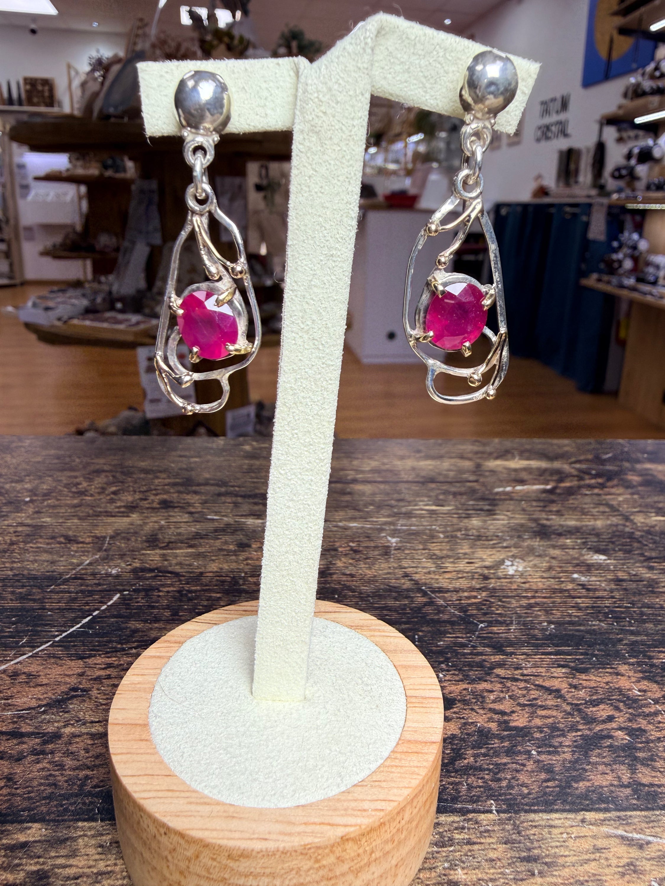 Boucle d'oreilles en Rubis glassfield en argent 925 et en or 18k