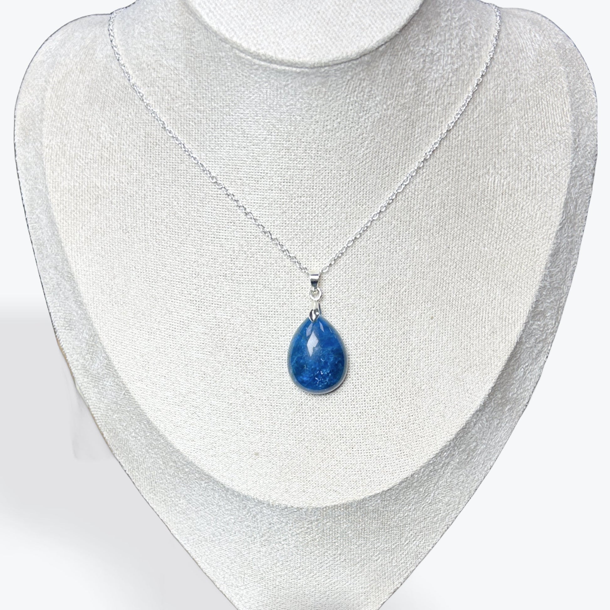 Pendentif Apatite Bleue Cabochon Goutte - 2