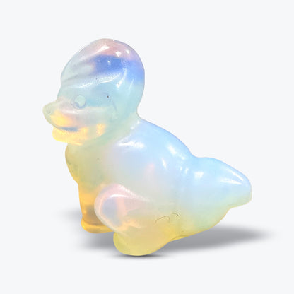 Figurine Chien Assis en Opalite – verre opalescent blanc laiteux, poli - Pièce unique | 24gr - 3,5x3cm