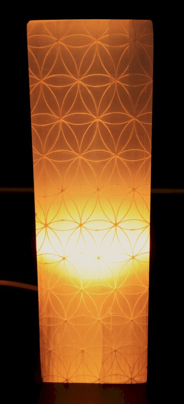 Lampe Sélénite Rectangle Gravée 25cm - Fleur de Vie