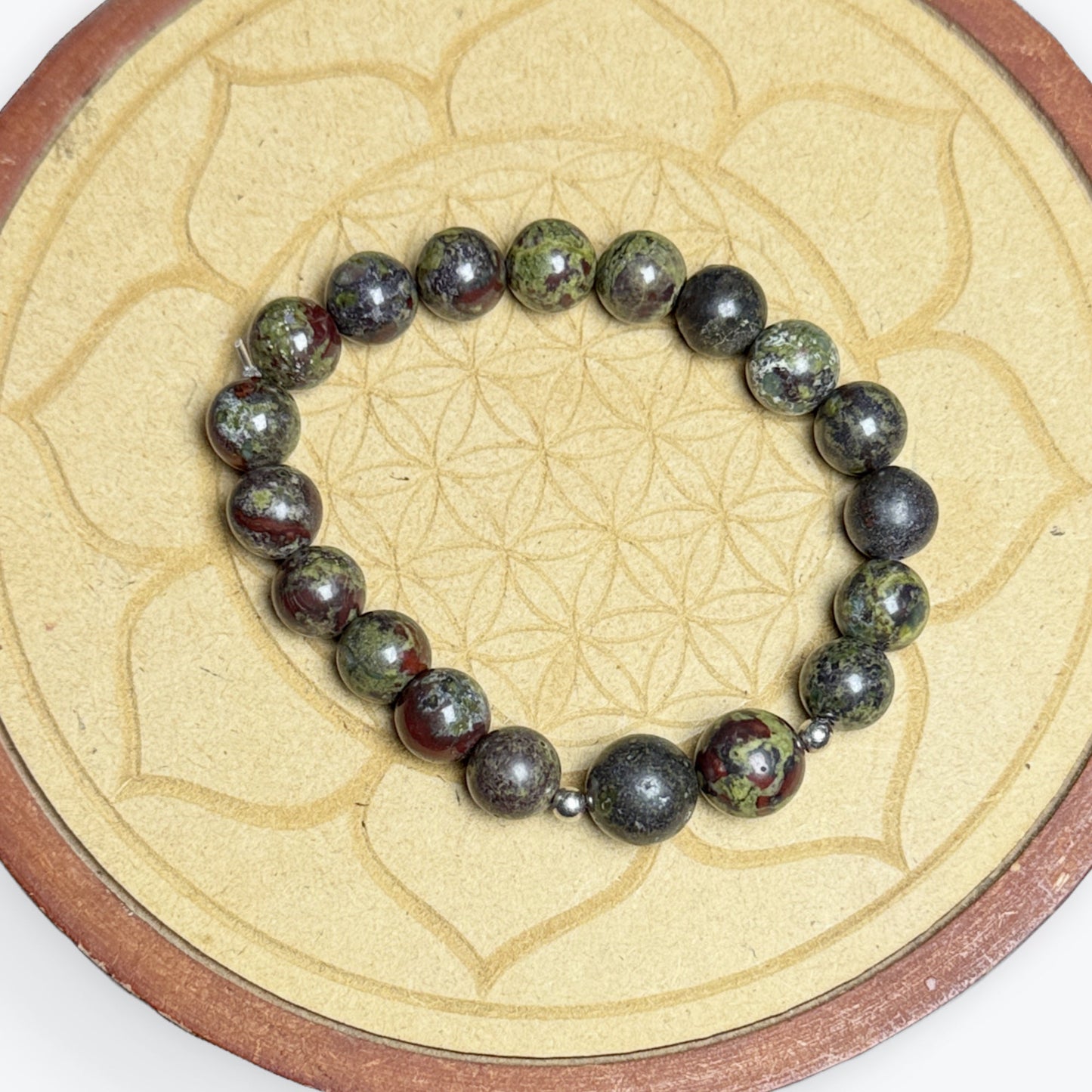 Bracelet Sang Du Dragon 10mm & Perles 12 mm
