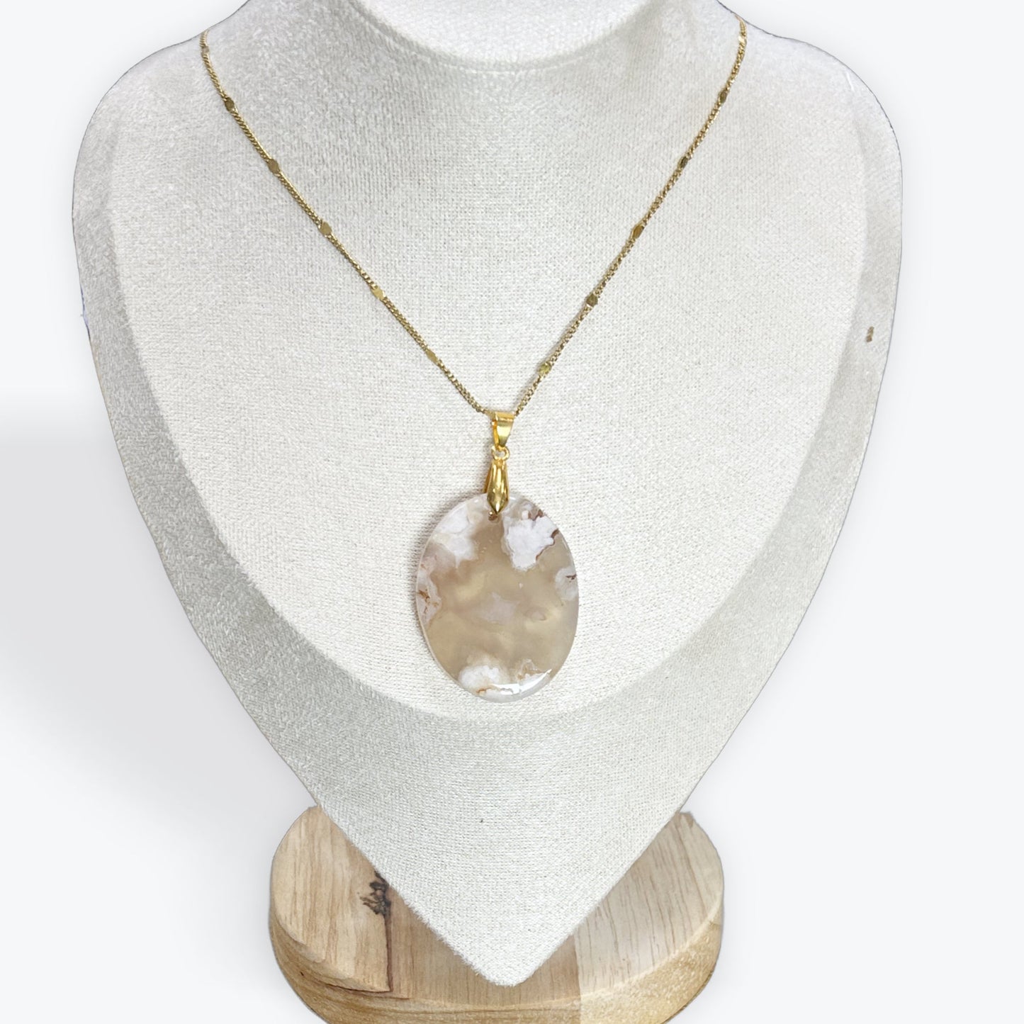 Pendentif Agate Fleur - Galet