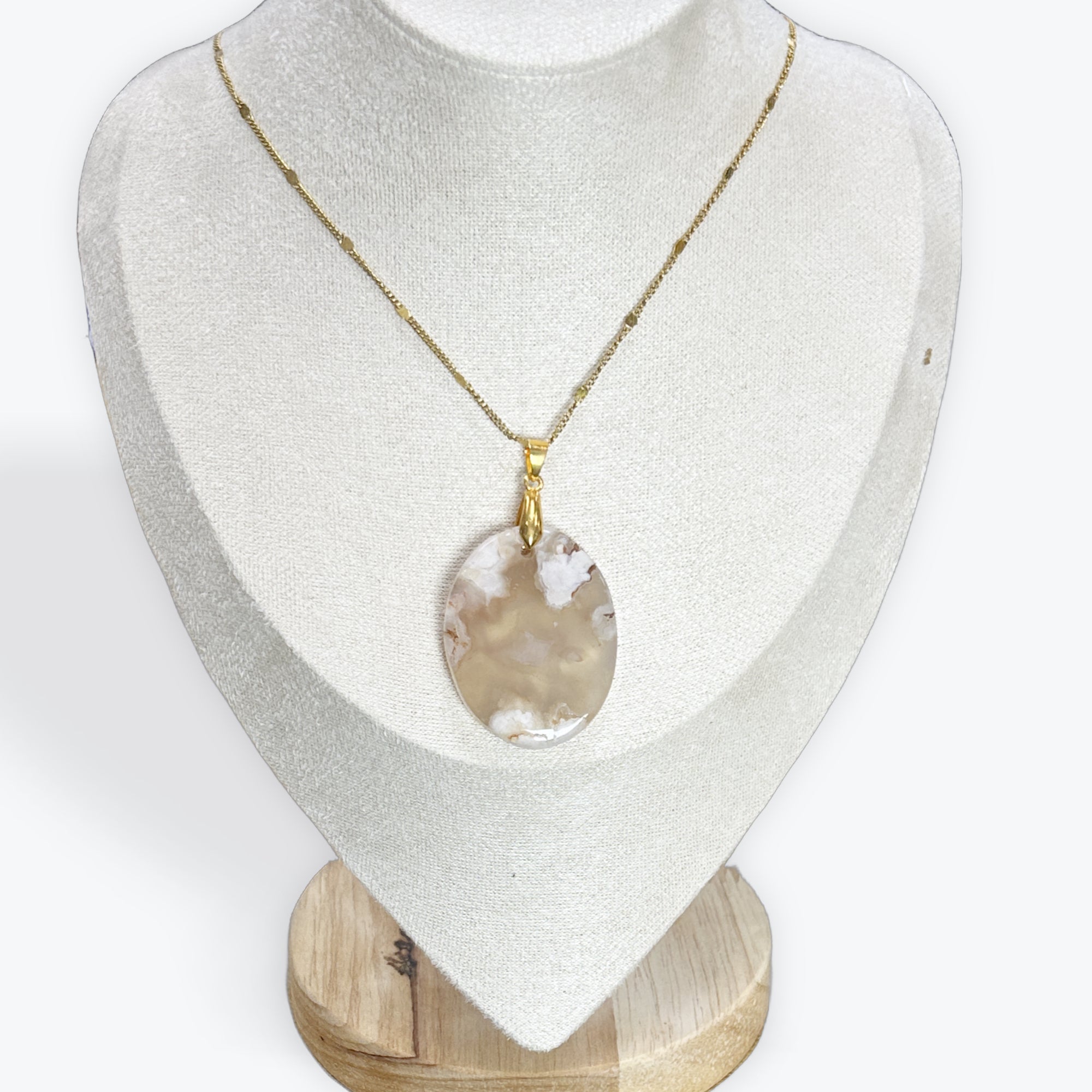 Pendentif Agate Fleur - Galet