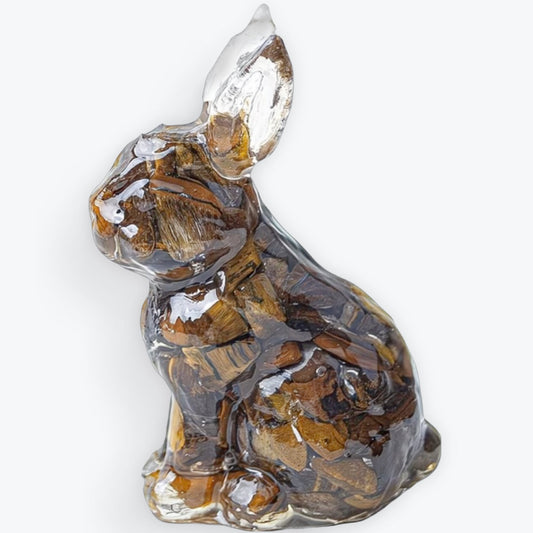 Figurine de lapin en résine Unakite