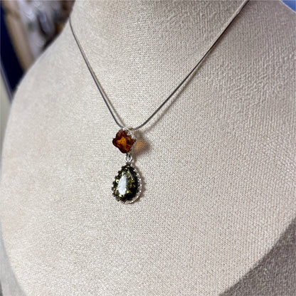 Pendentif Trèfle + Goutte - Argent 925