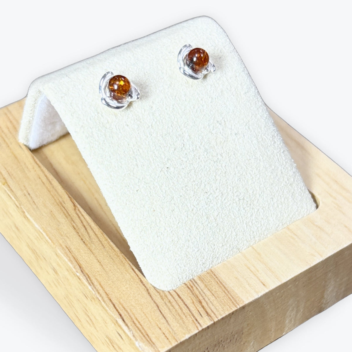 Puces de perle en Ambre et Argent 925