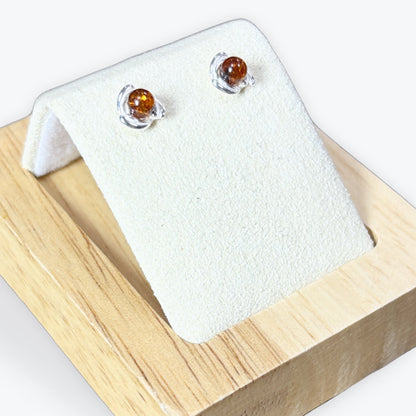 Puces de perle en Ambre et Argent 925