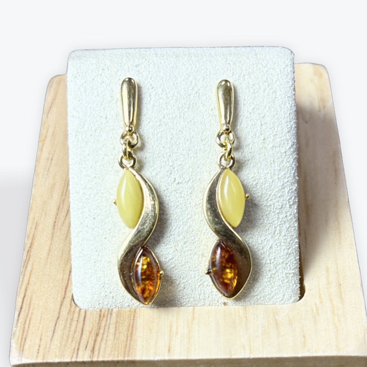Boucle d'oreilles Ambre  - Vermeil Argent 925
