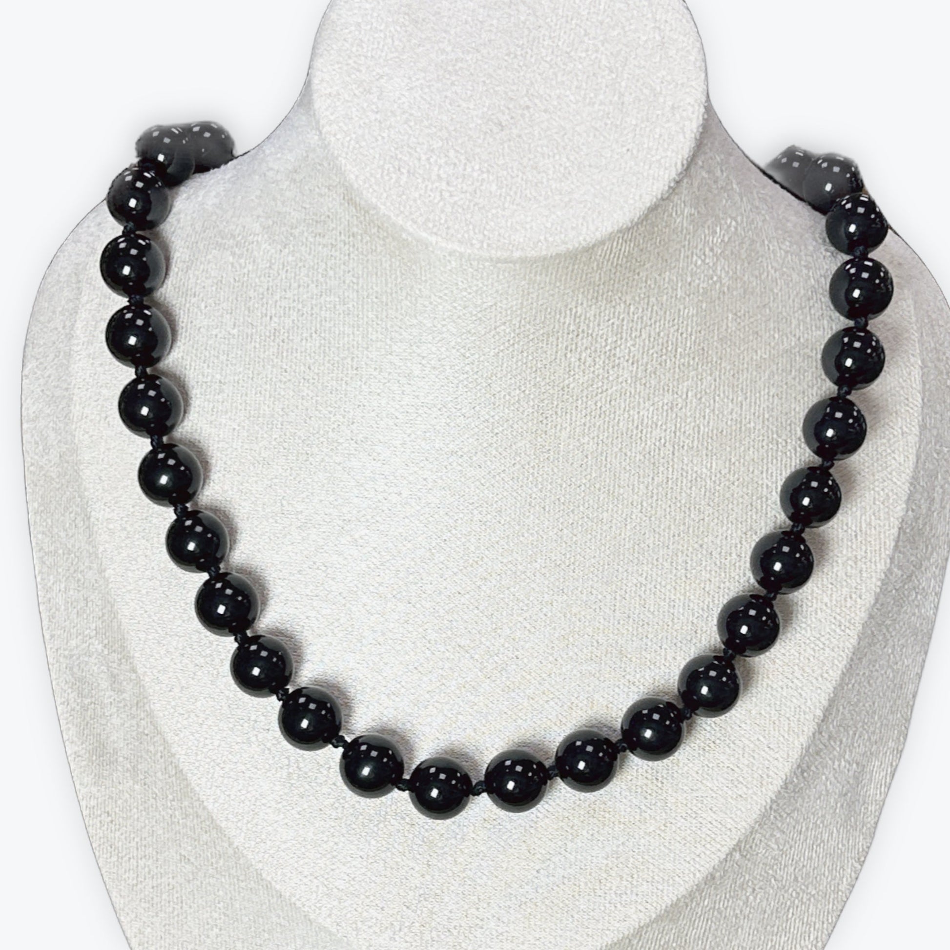 Collier Obsidienne | 12mm Fermoir Acier Inoxydable