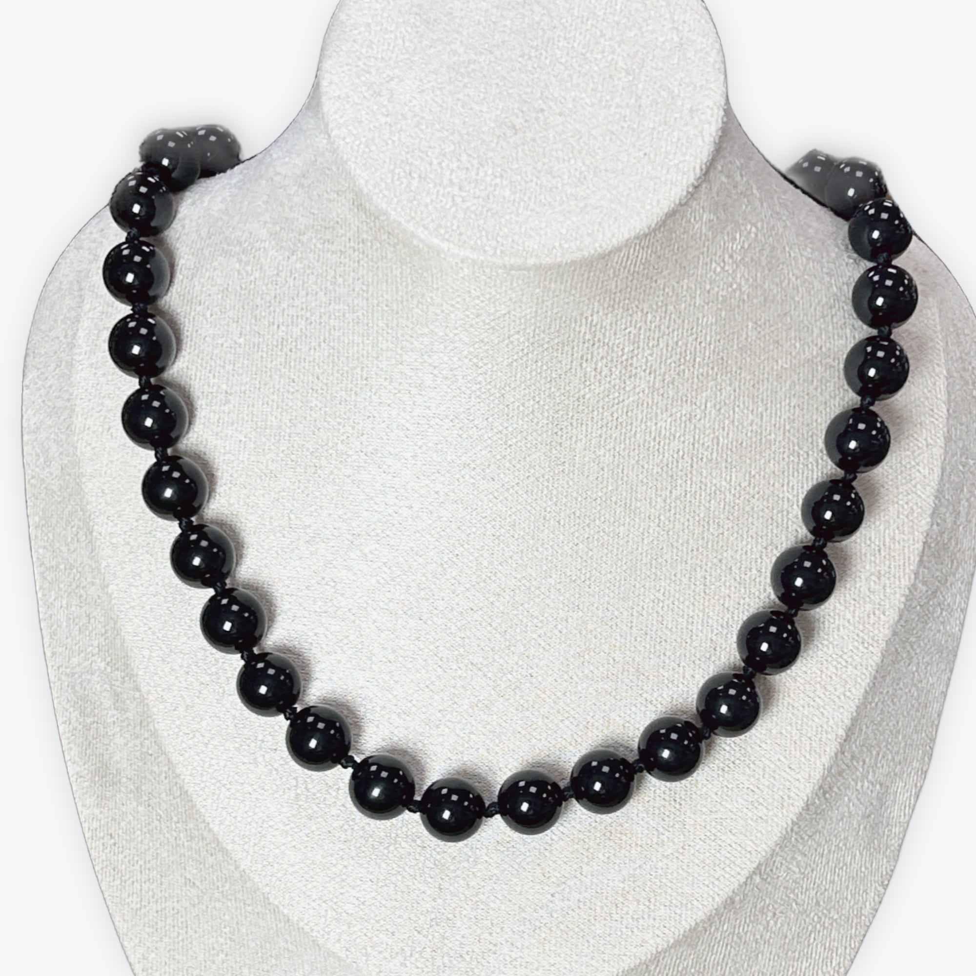 Collier Obsidienne | 12mm Fermoir Acier Inoxydable