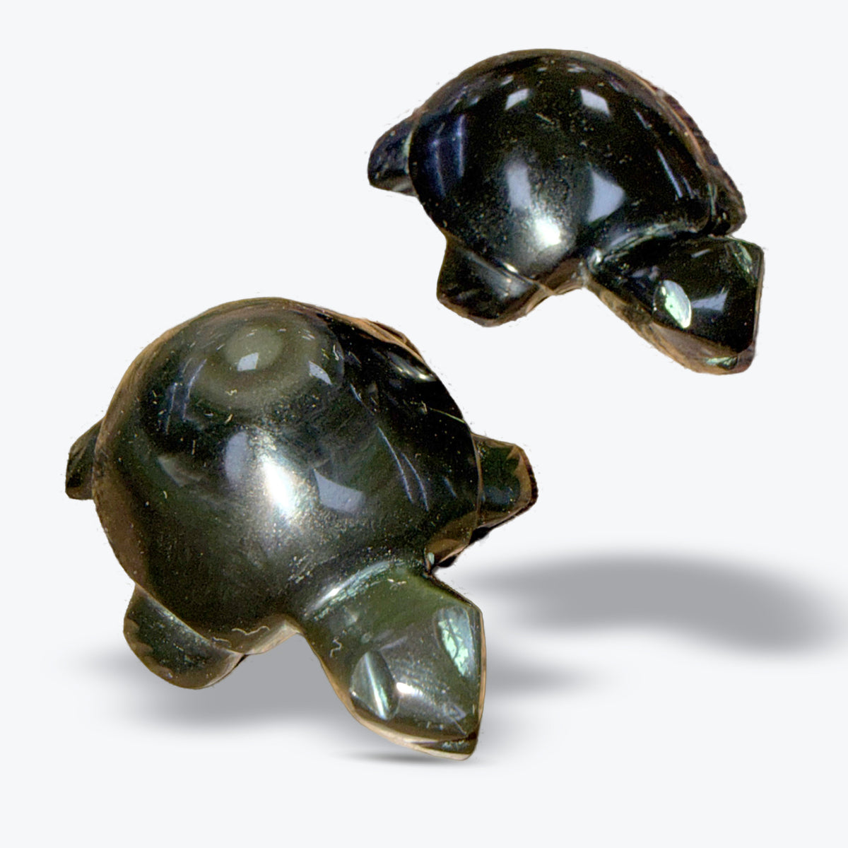 Tortue en Pierre Naturelle du Mexique – Nacre, Œil de Tigre ou Obsidienne - Pièce unique