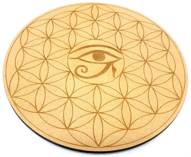 Plaque Bois Oeil d'Horus Fleur de Vie