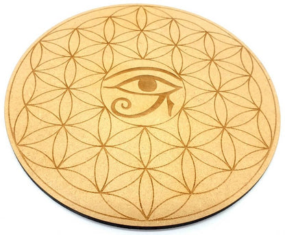 Plaque Bois Oeil d'Horus Fleur de Vie