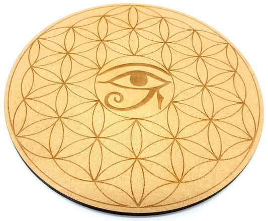 Plaque Bois Oeil d'Horus Fleur de Vie