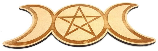 Plaque Bois Triple Lune 25cm
