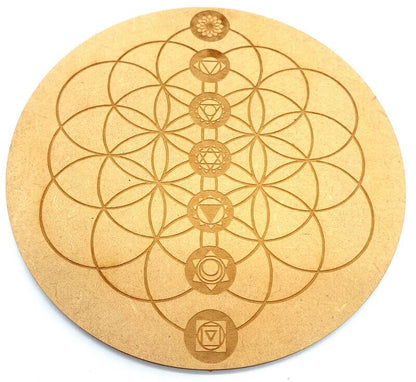 Plaque Bois Graine de Vie & Chakras