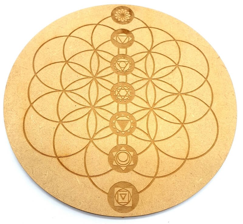 Plaque Bois Graine de Vie & Chakras