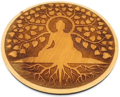 Plaque Bois Bouddha Arbre de Vie