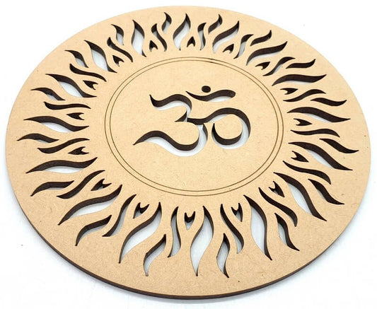 Plaque Bois OM Soleil gravée 15cm