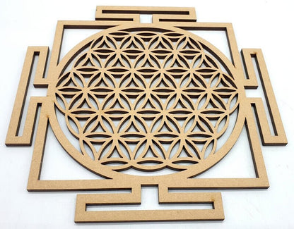 Plaque Bois Fleur de Vie Yantra