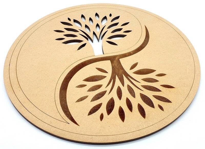 Plaque Bois Arbre de vie Ying Yang