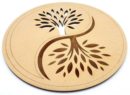 Plaque Bois Arbre de vie Ying Yang