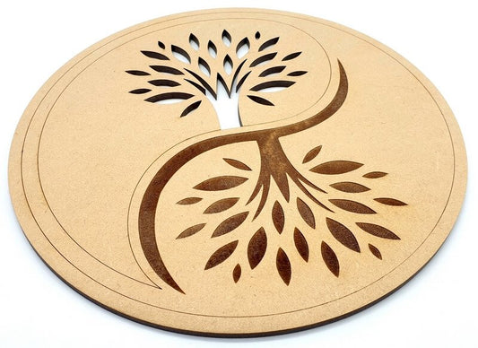 Plaque Bois Arbre de vie Ying Yang