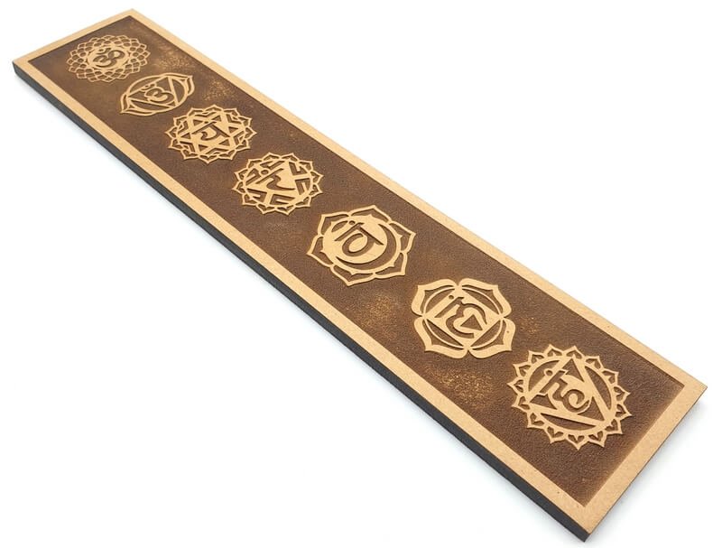Plaque Bois 7 Chakras Brun Ski 26cm