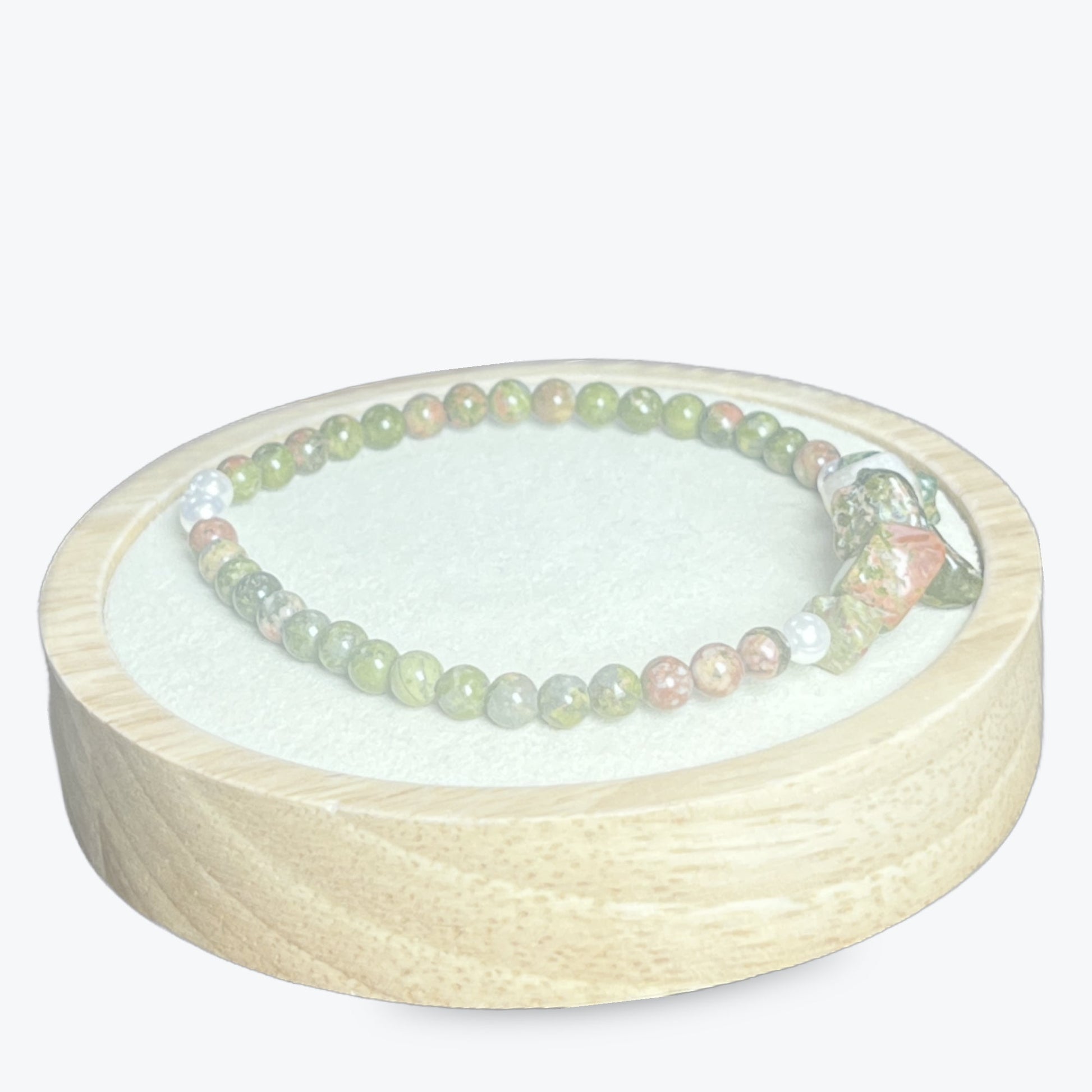 Bracelet En Unakite Et Perles